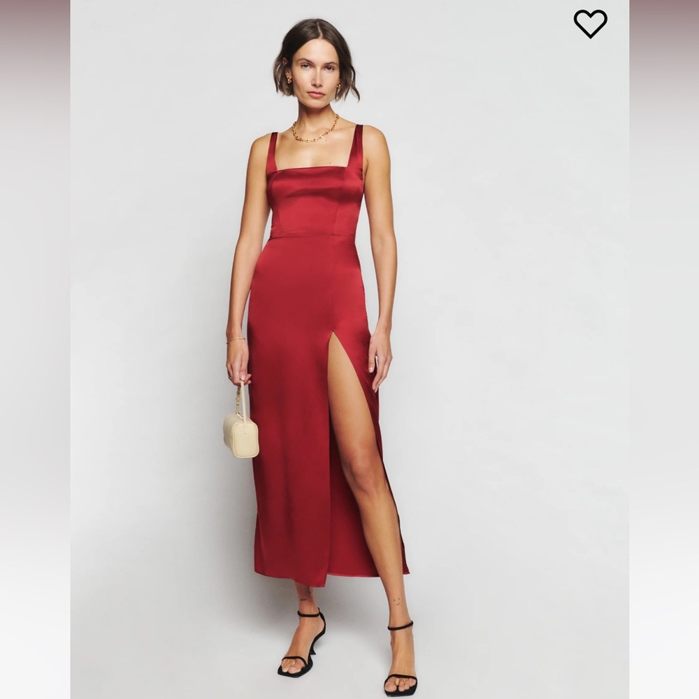 NWT Reformation Solay Silk Dress in Sangre Size 6